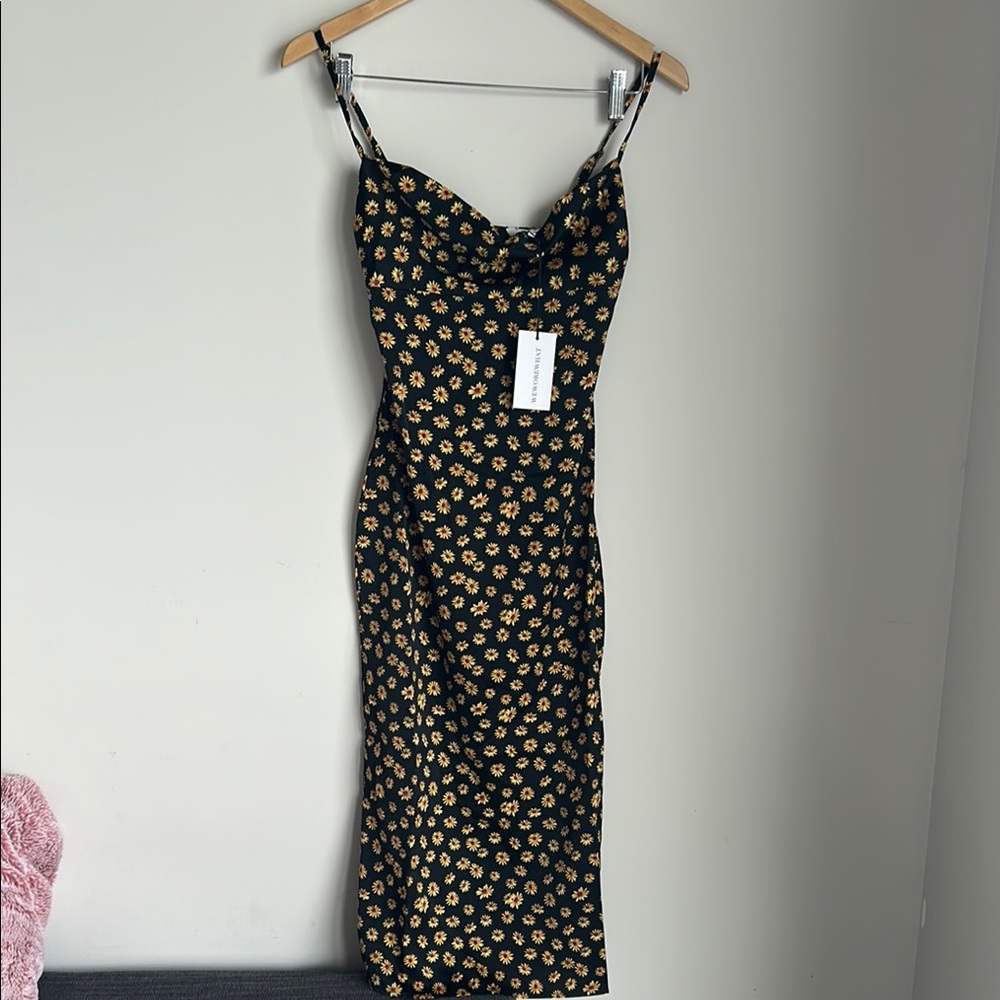 WeWoreWhat Black and White Spaghetti Strap Midi Dress